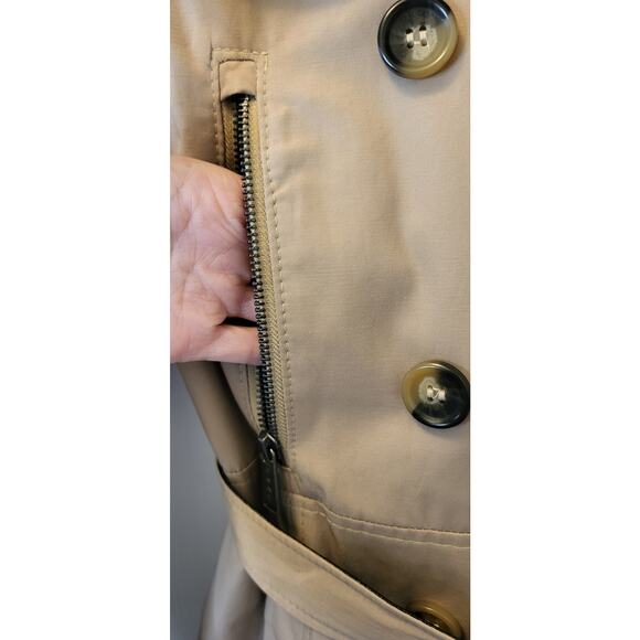 DKNY Classic Tan Trench Coat Women’s Size X-Small Belted Double-Breasted Lightwe - Picture 5 of 13